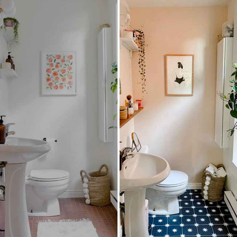 Peel and Stick Tiles Are The Easiest Fix for Ugly Rental Bathrooms