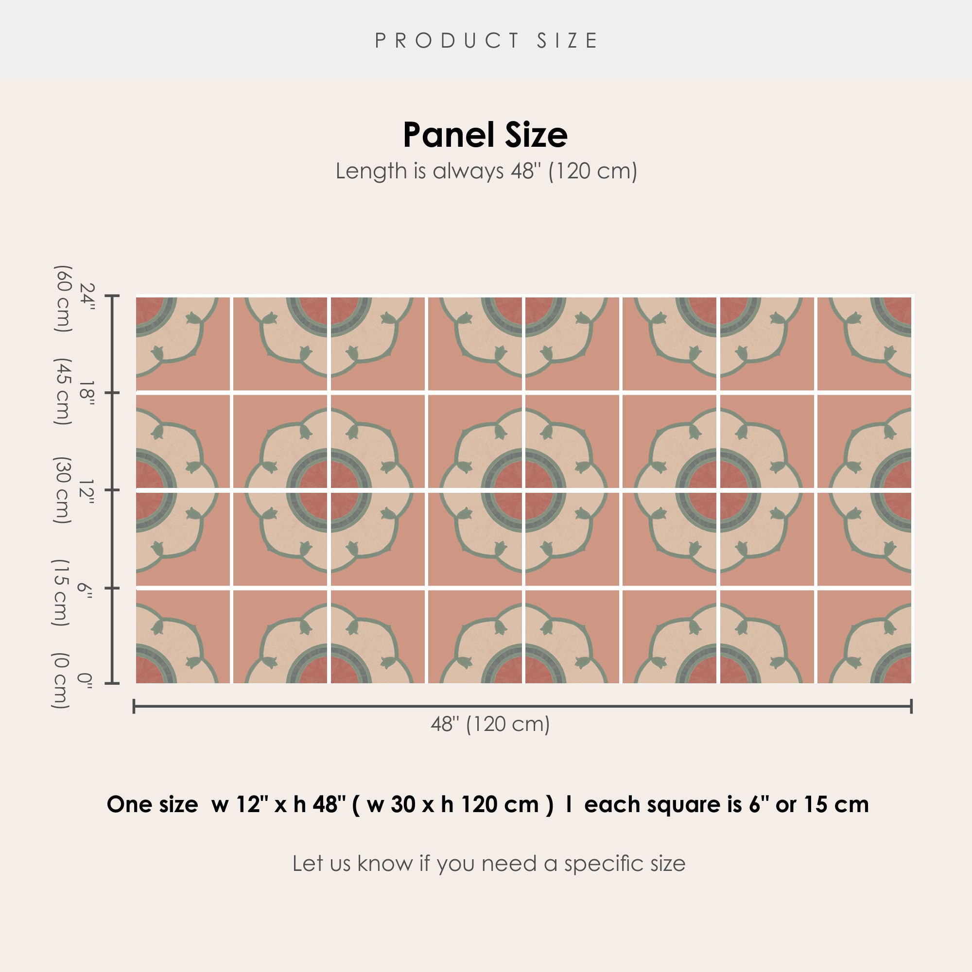 a line graph showing the size of a tile