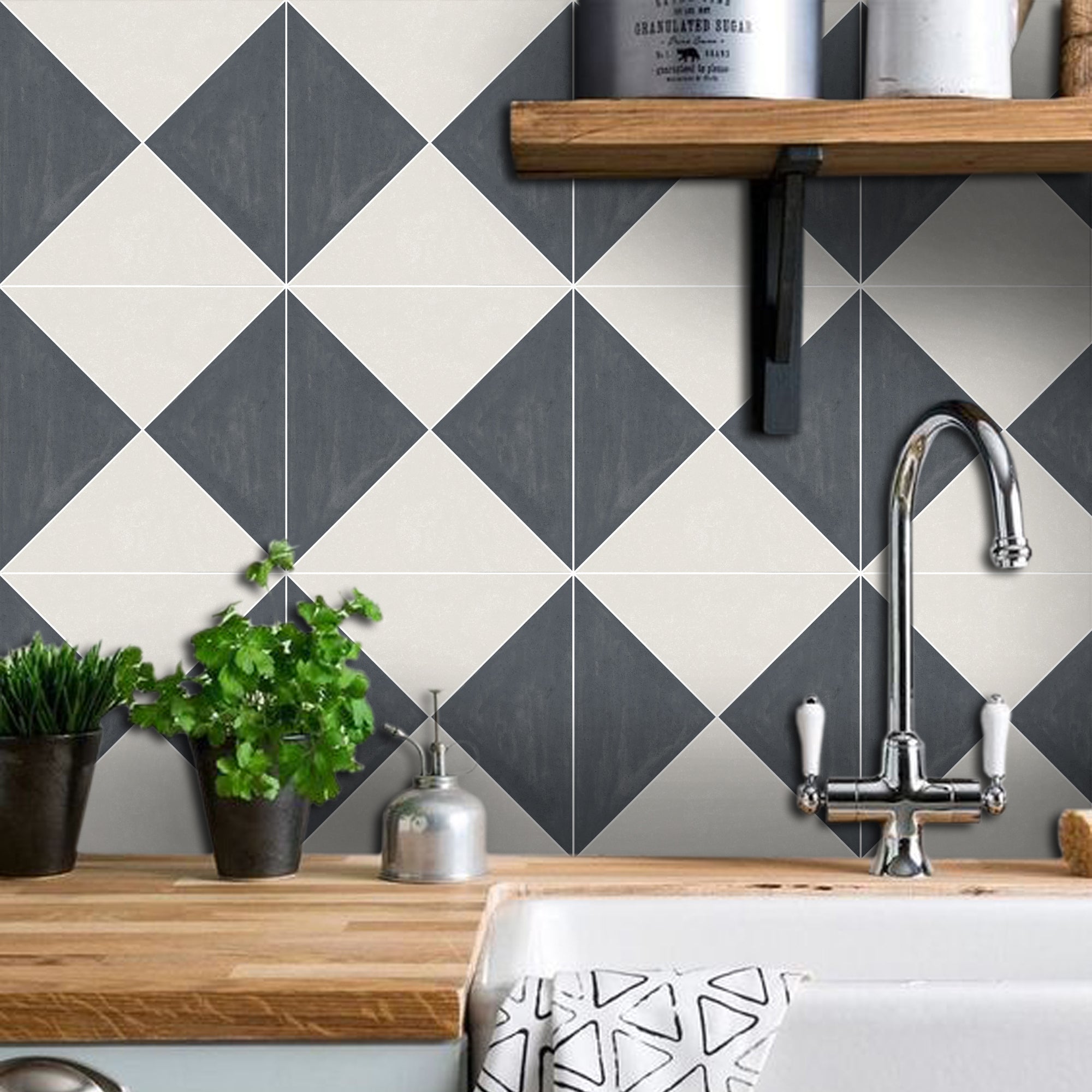 Norway Tile Stickers in Charcoal Grey