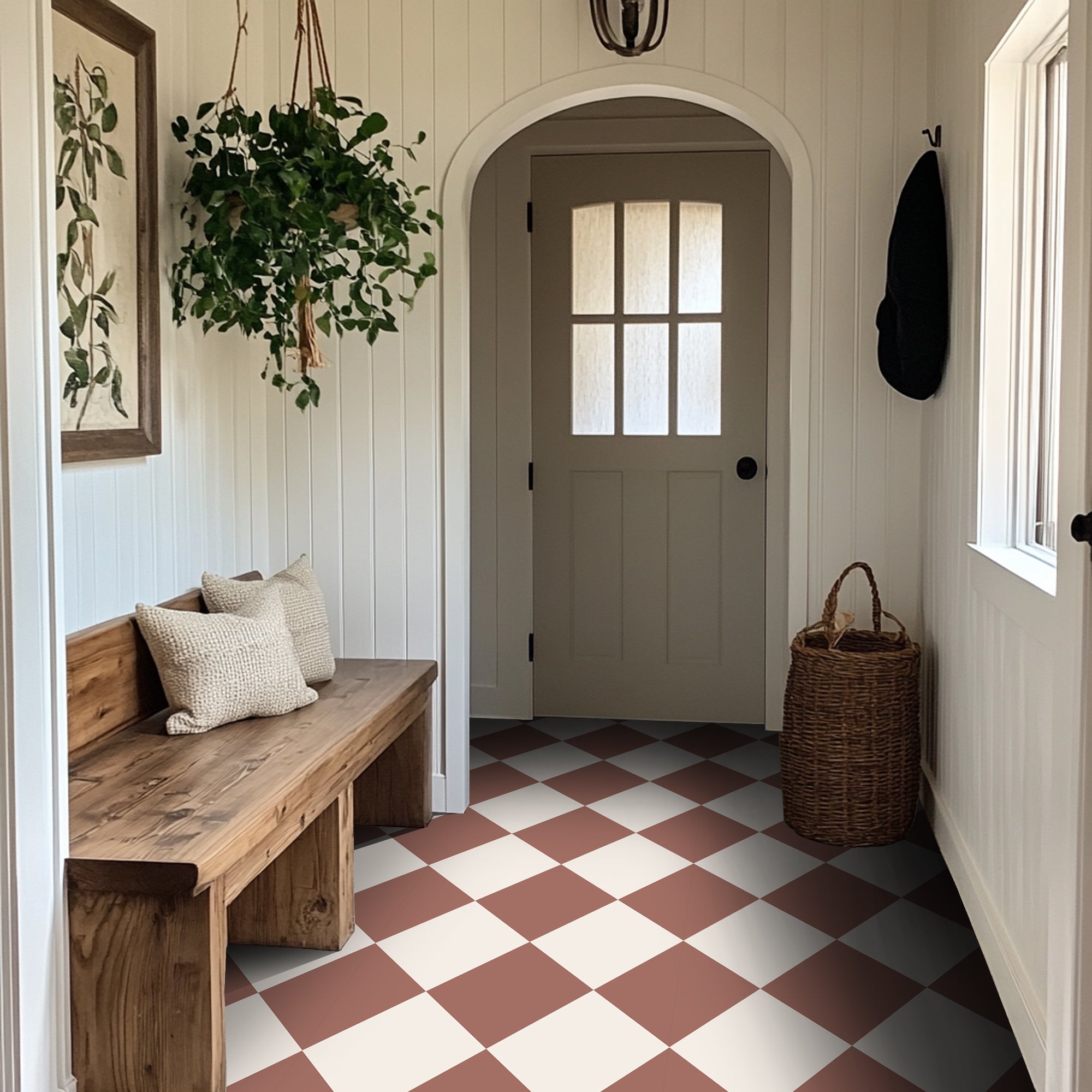 Checkerboard in Terracotta Tile Sticker