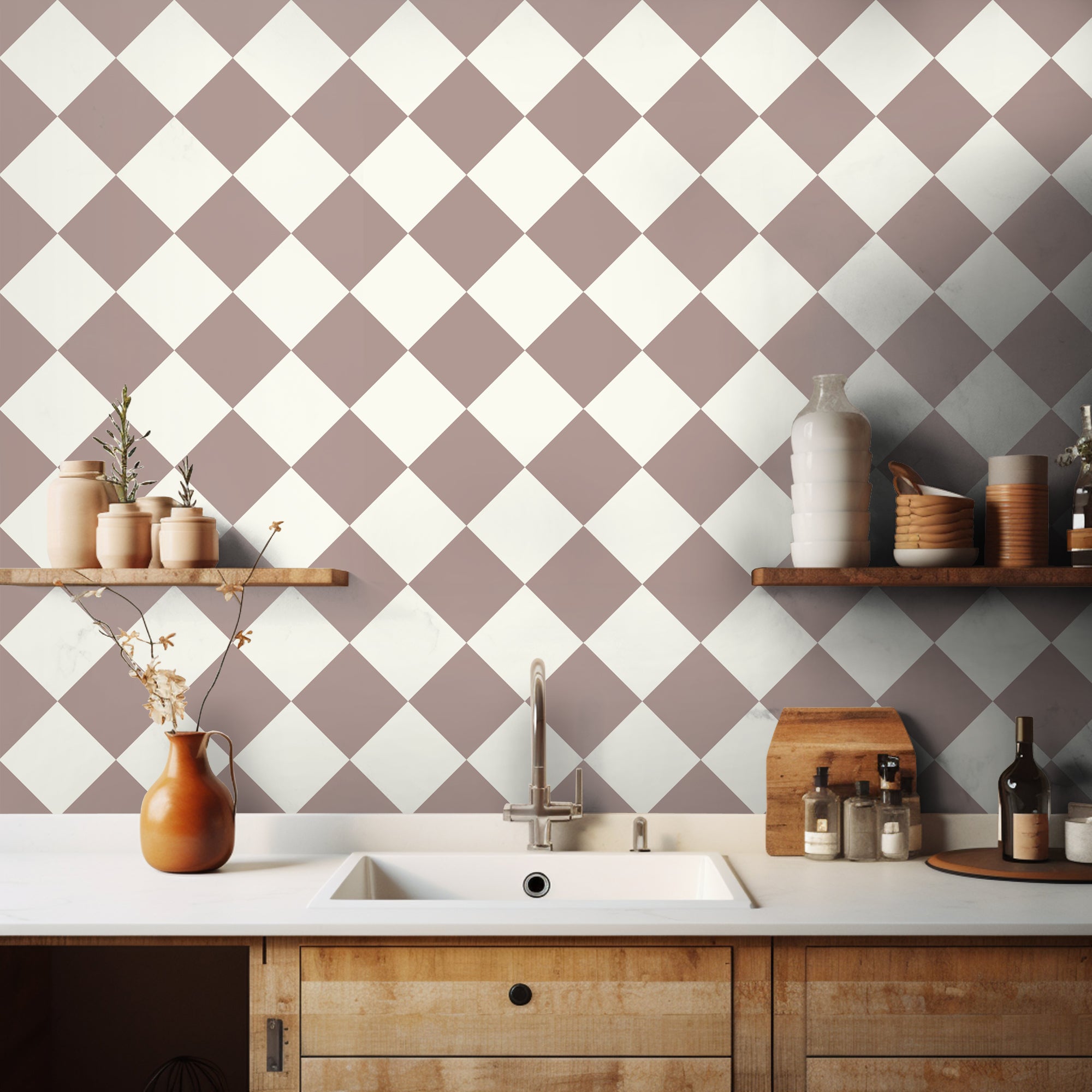 Checkerboard in Putty Tile Sticker