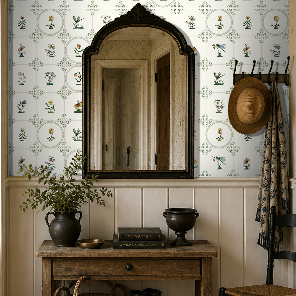Delft Botanical Vinyl Tile Sticker