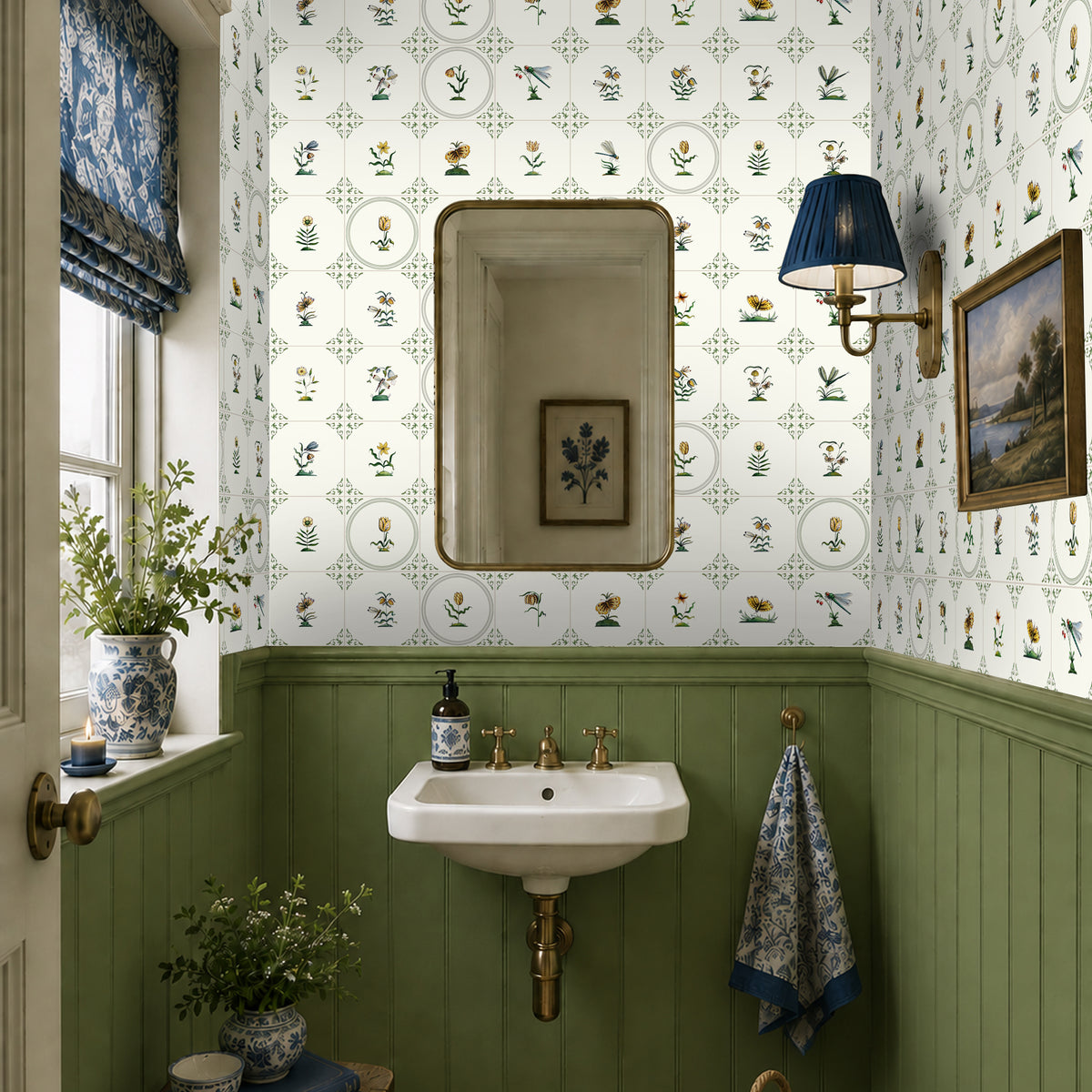 Delft Botanical Wallpaper