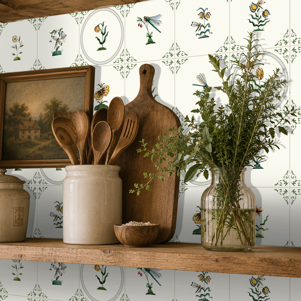Delft Botanical Wallpaper