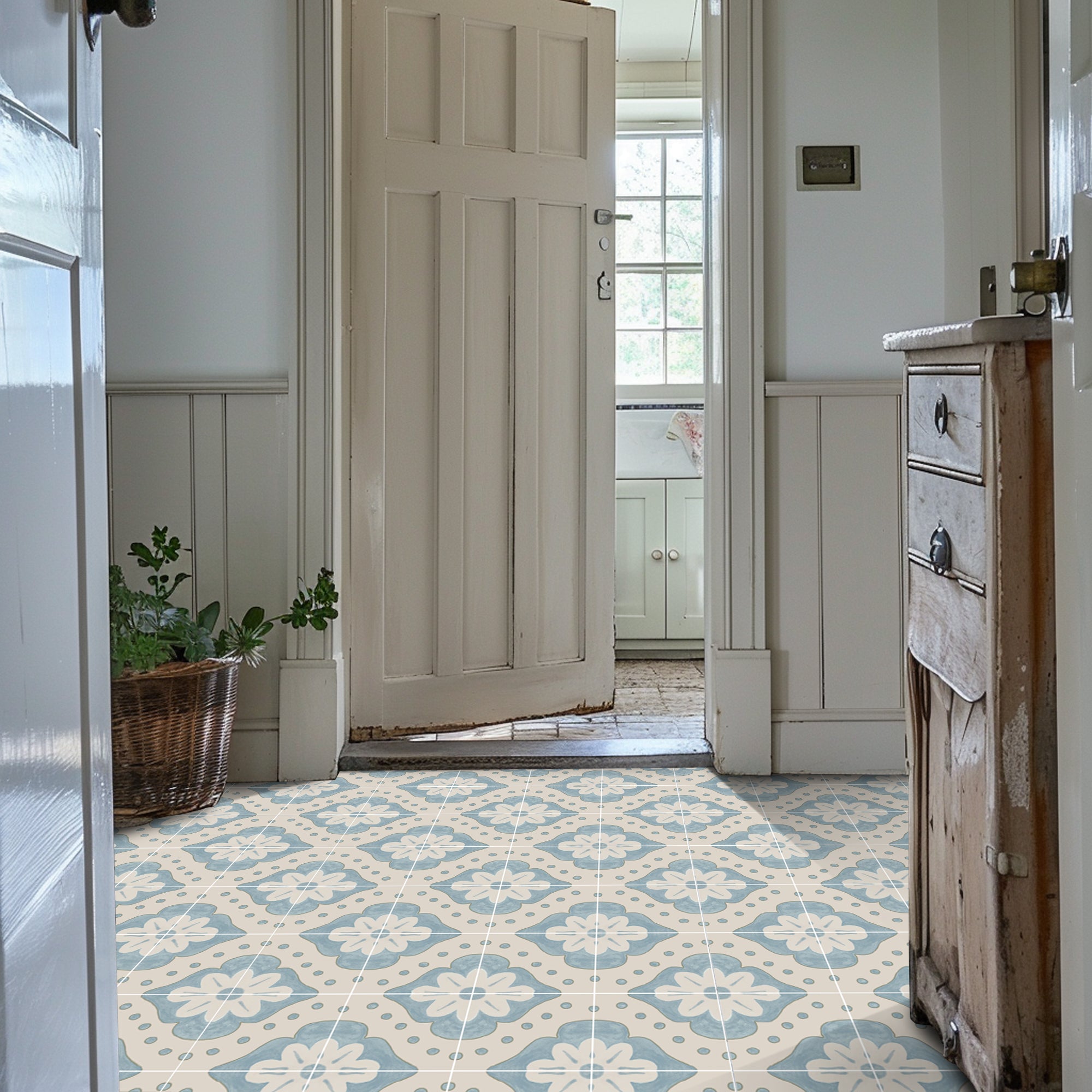 Custom Larkspur Powder Blue Tile Stickers for Sara
