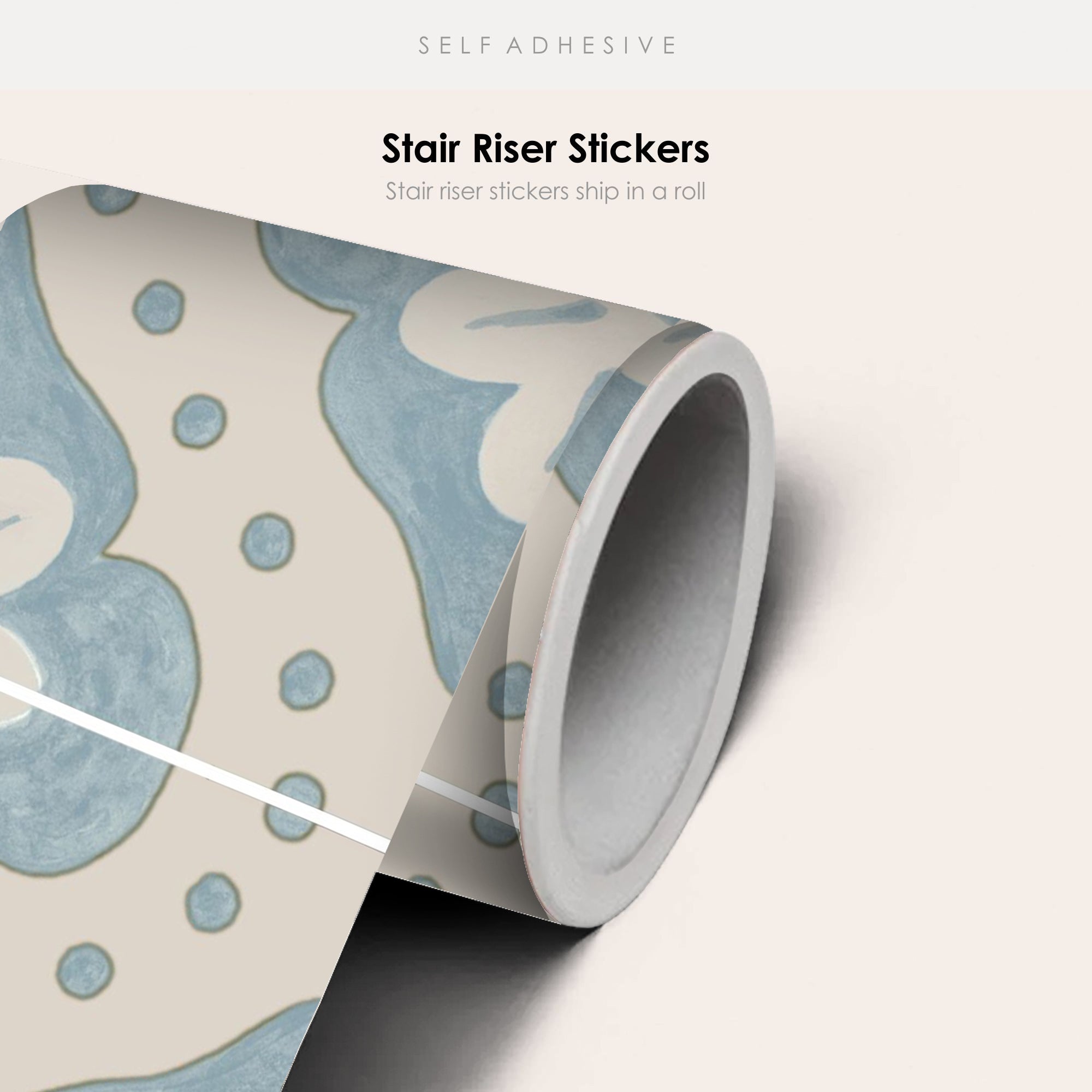 Larkspur in Powder Blue Stair Riser Stickers