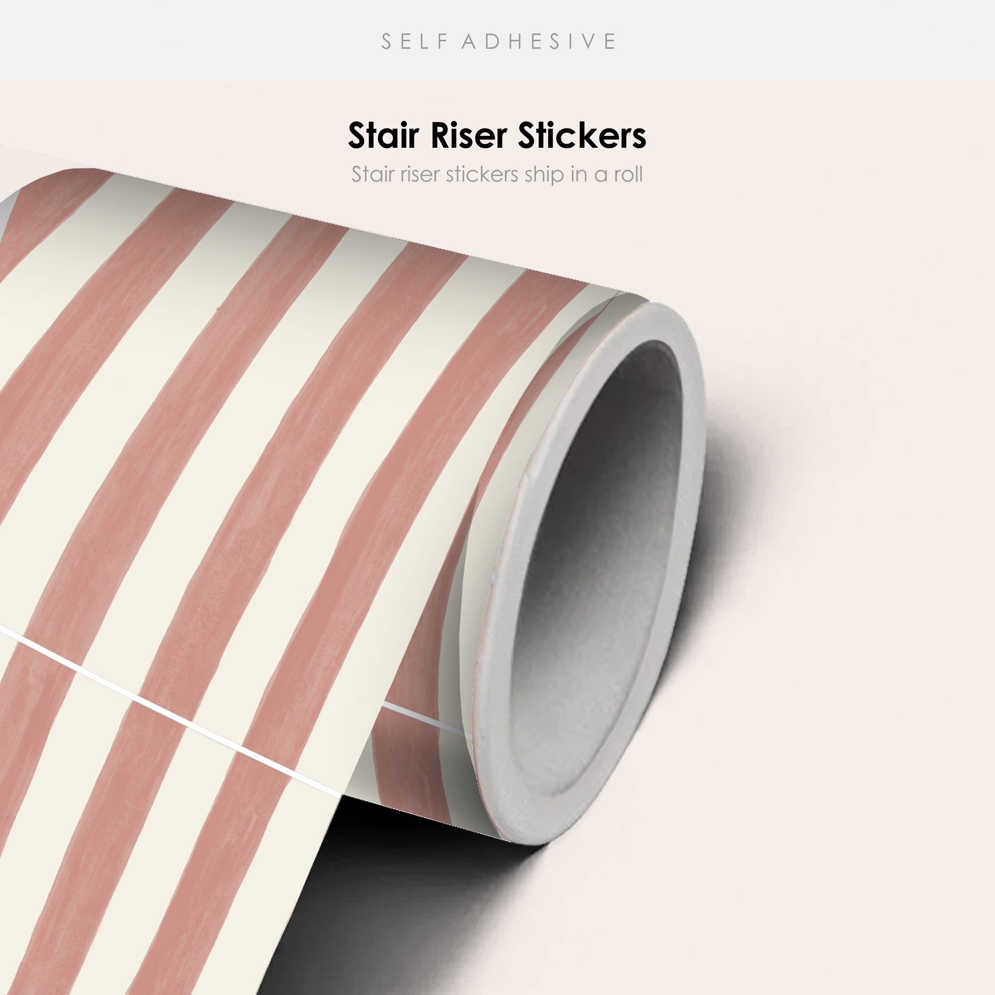 Stripes in Sakura Pink Stair Riser Stickers