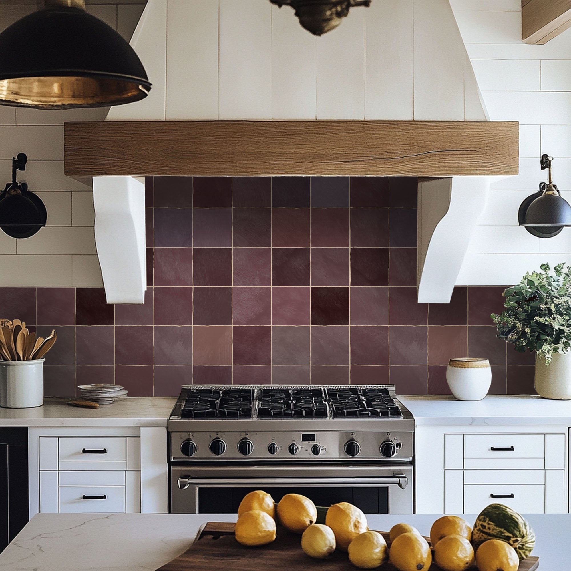 Zellige in Aubergine Tile Stickers