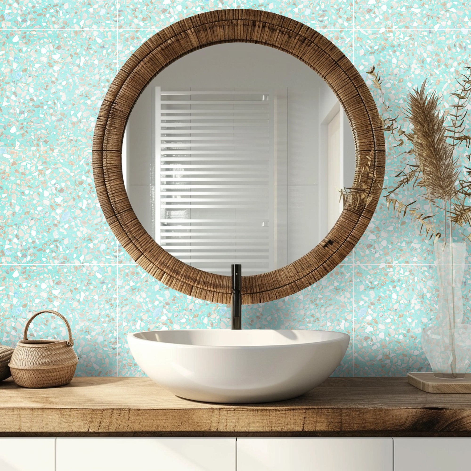 Custom Terrazzo Mint Tile Stickers for Barbara