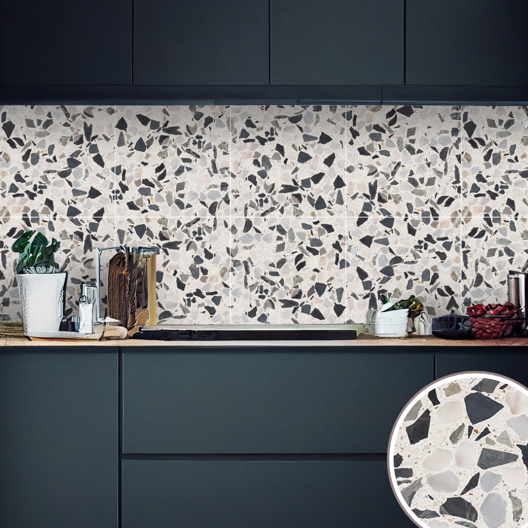 Terrazzo Black Mix Vinyl Tile Sticker