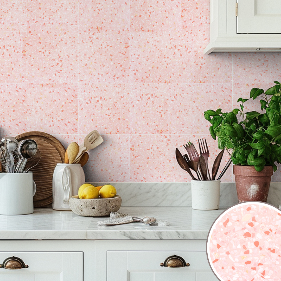 Terrazzo Rose Vinyl Tile Sticker