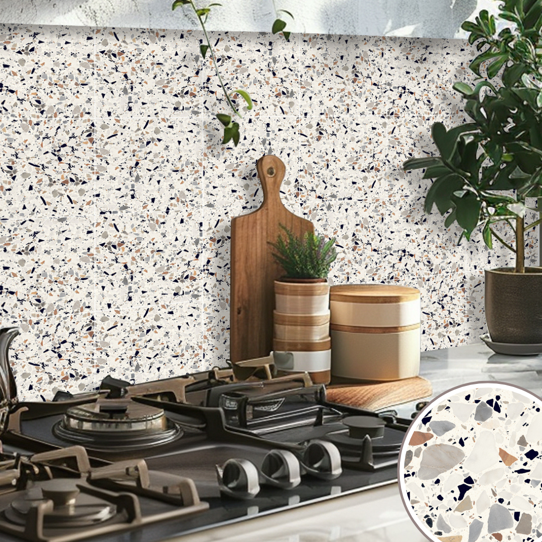 Terrazzo White Mix Vinyl Tile Sticker