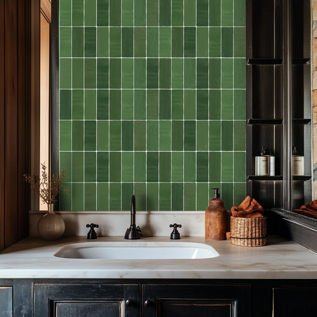 Zellige in Bottle Green Tile Stickers