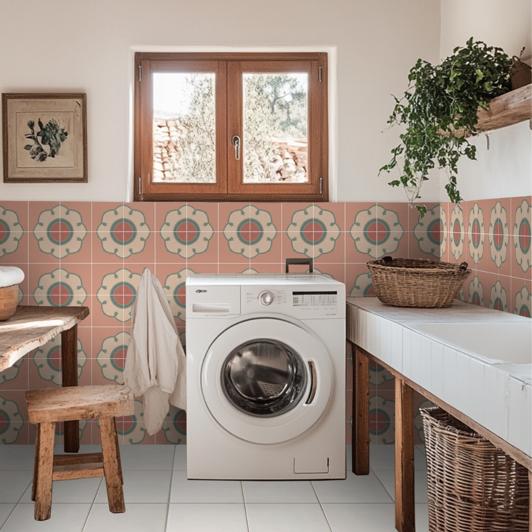 a washer and dryer in a small room