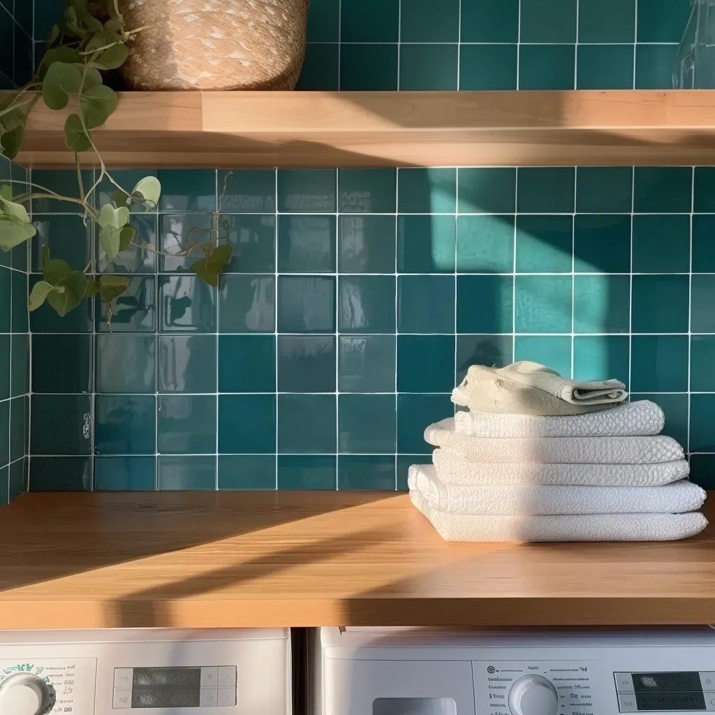 a stack of towels sitting on top of a dryer