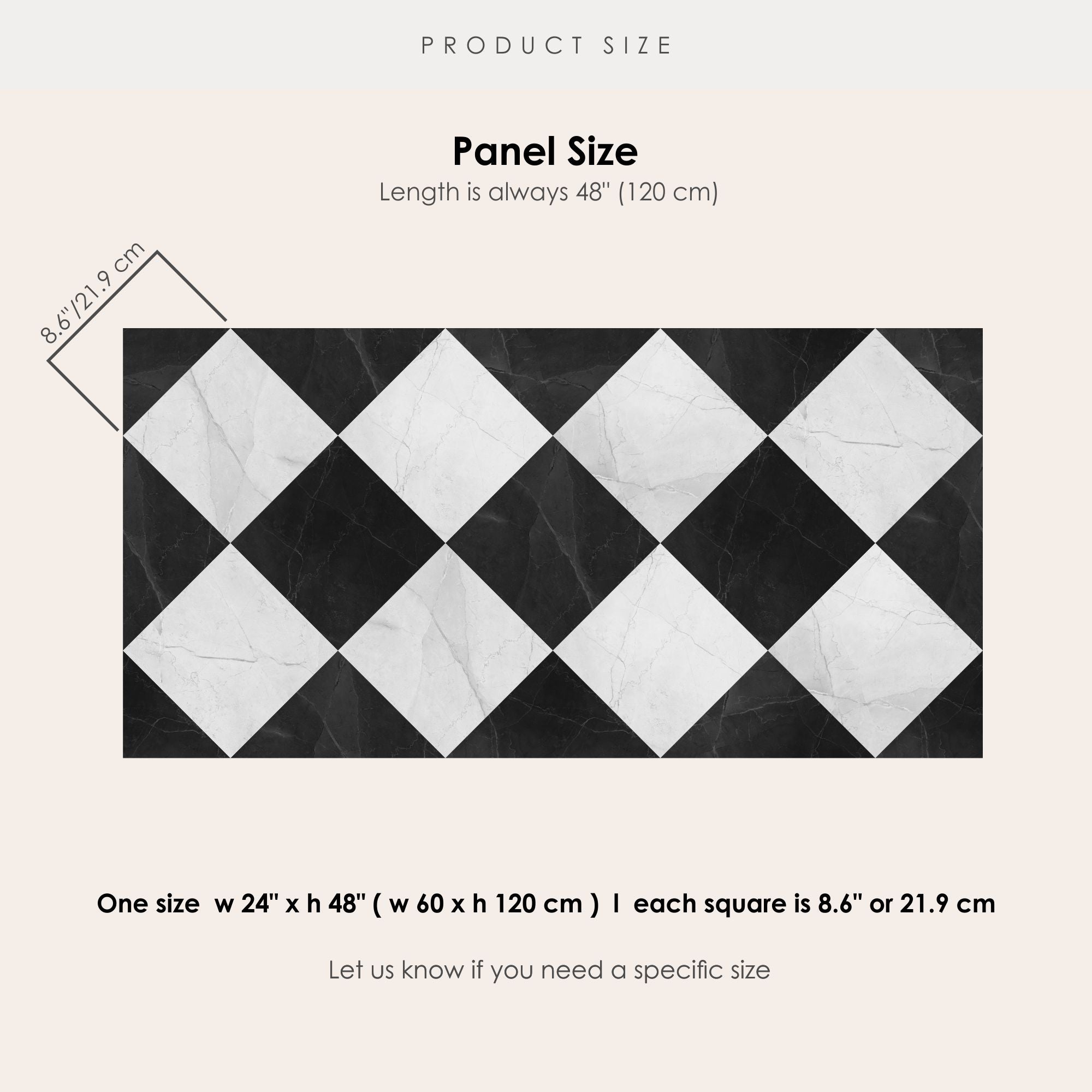 Checkerboard in Black and White Marble Tile Sticker