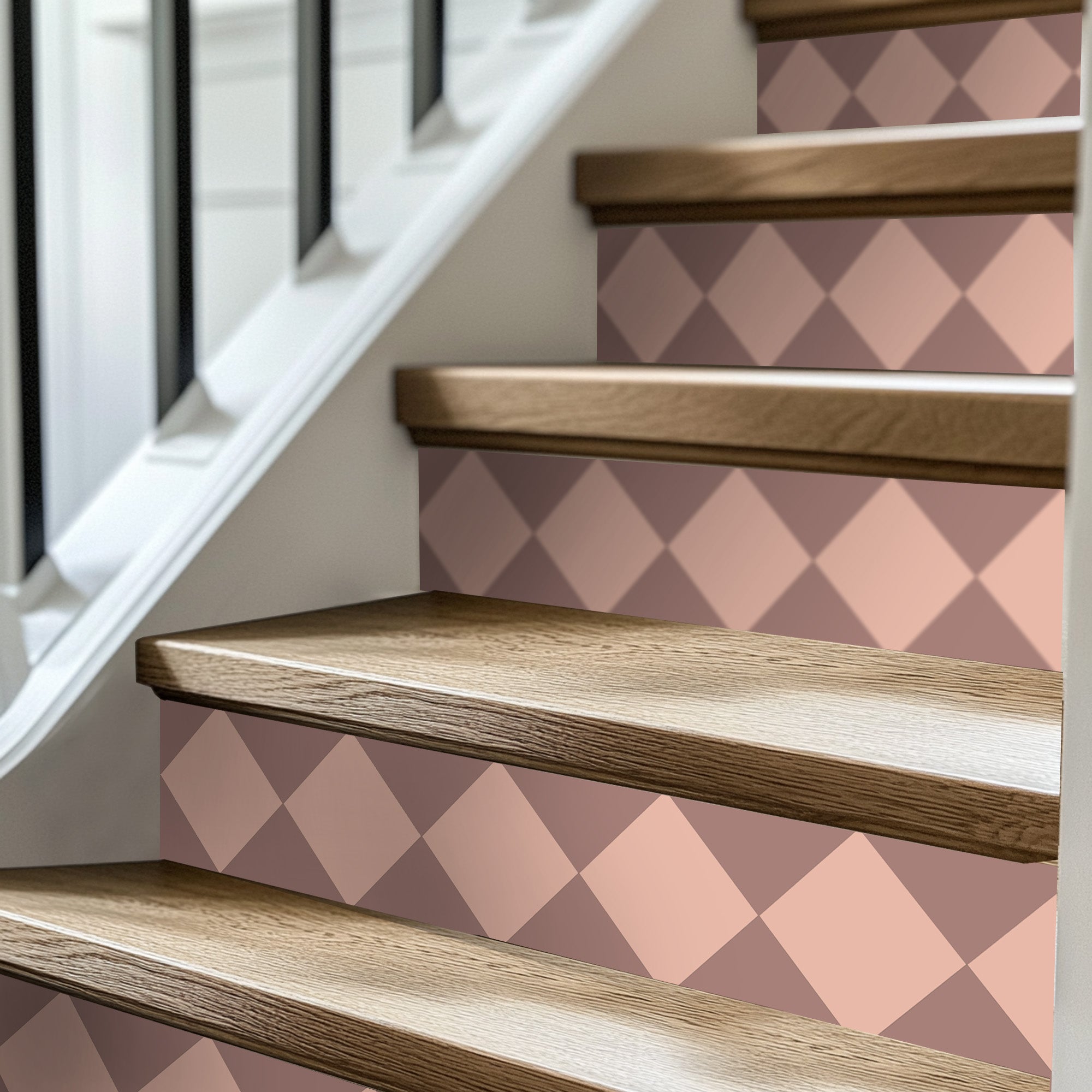 Checkerboard Stair Riser Stickers Dusk and Powder