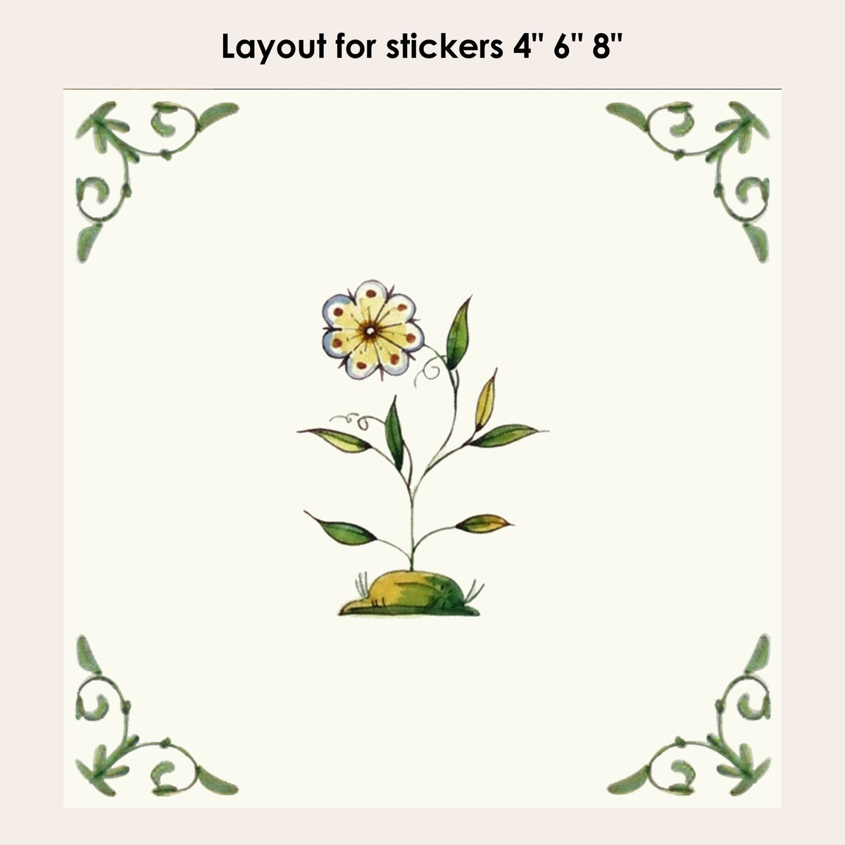 Delft Botanical Vinyl Tile Sticker