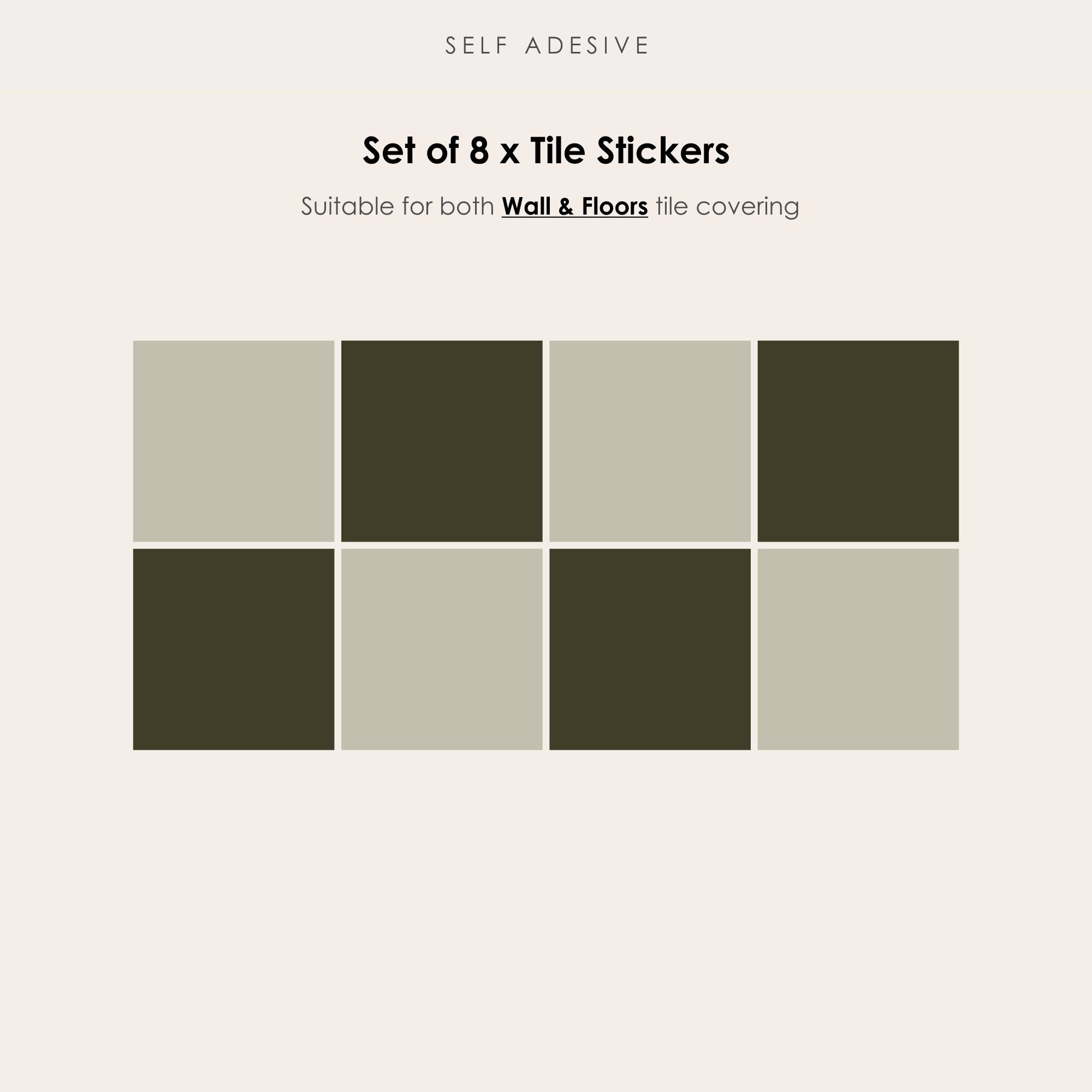 Checkerboard Tile Stickers  in Dark Olive and Sepia