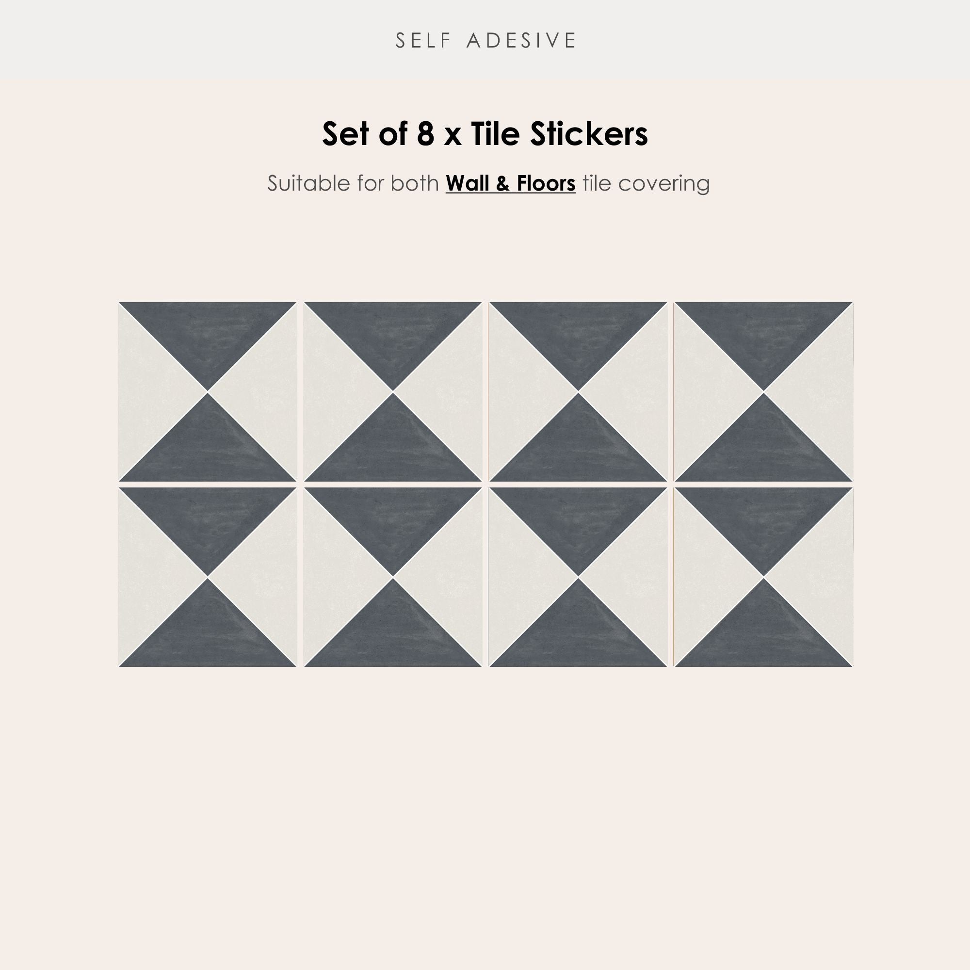 Norway Tile Stickers in Charcoal Grey