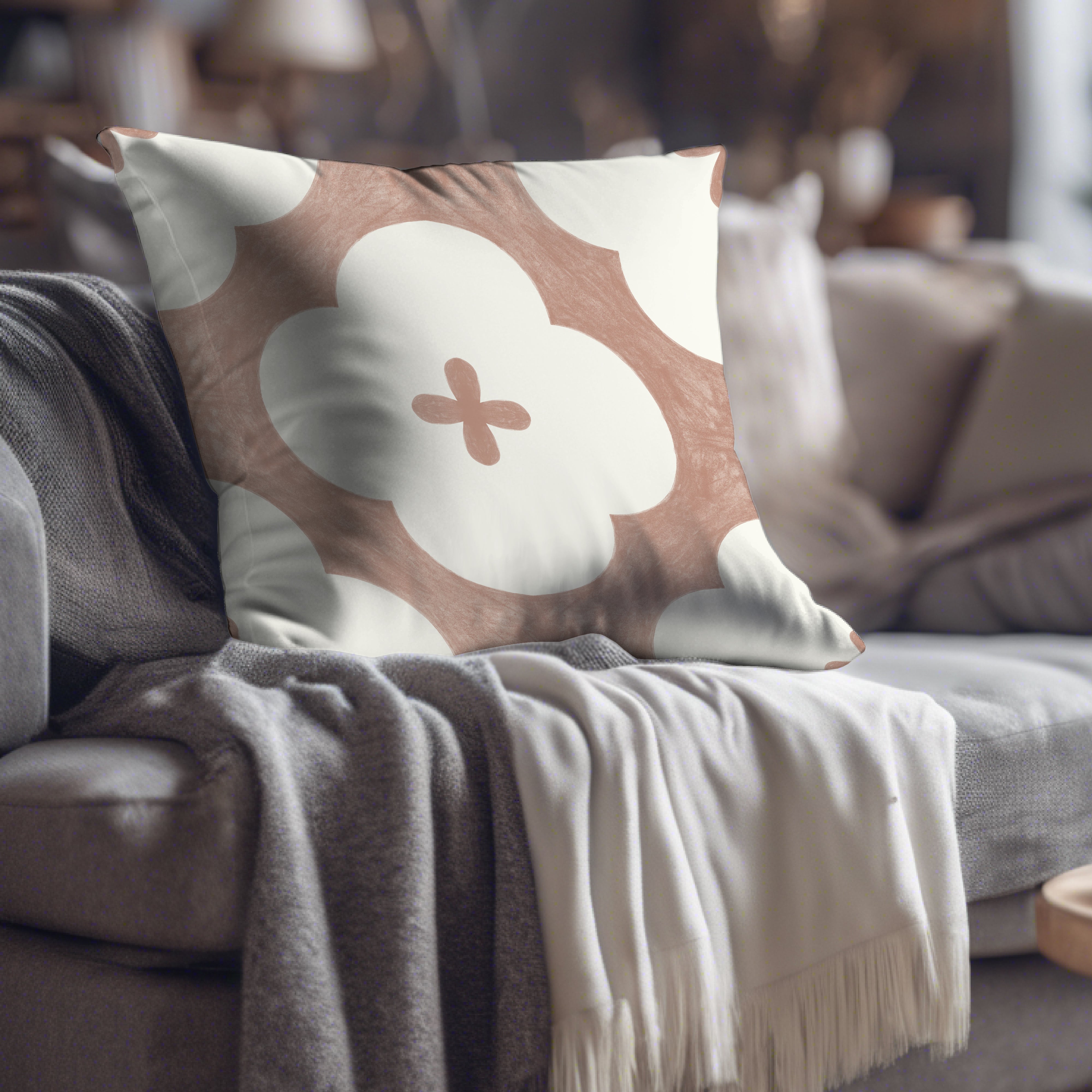 a close up of a pillow on a couch