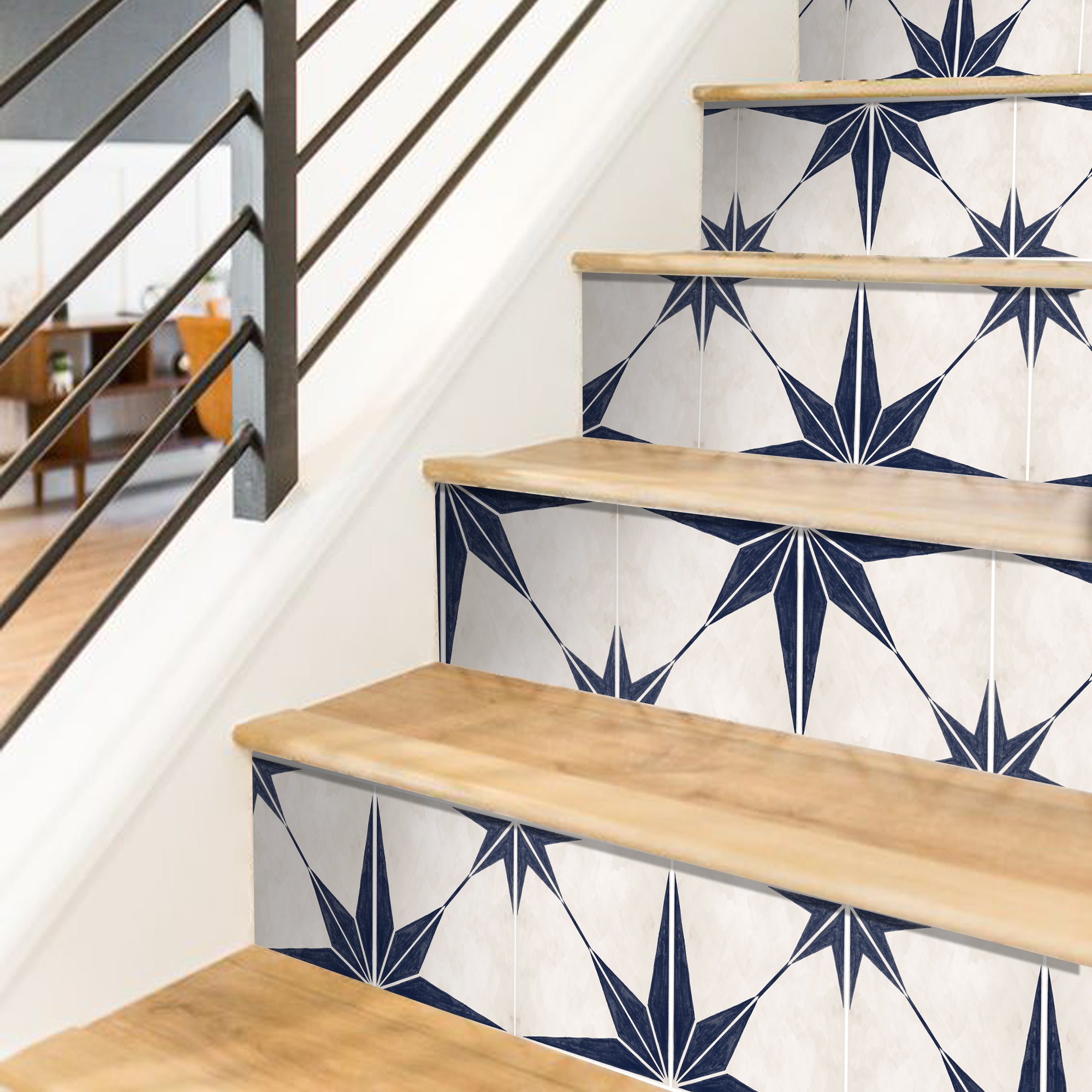 Astra in Navy Stair Riser Stickers