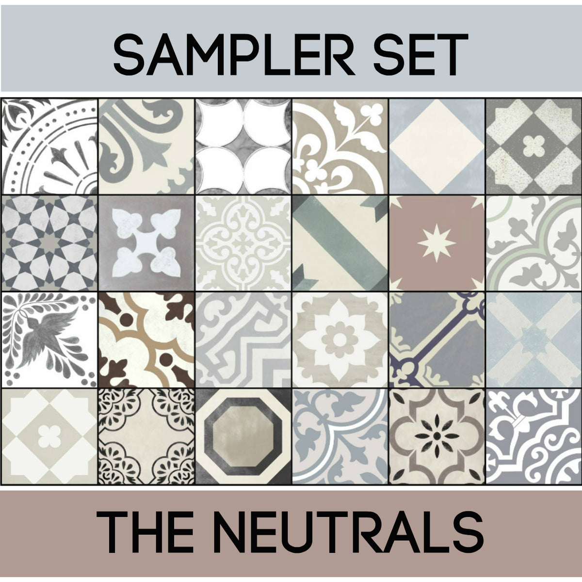 24 Neutral Favorites Tile Sticker Sampler Gift Set inc. Free Shipping