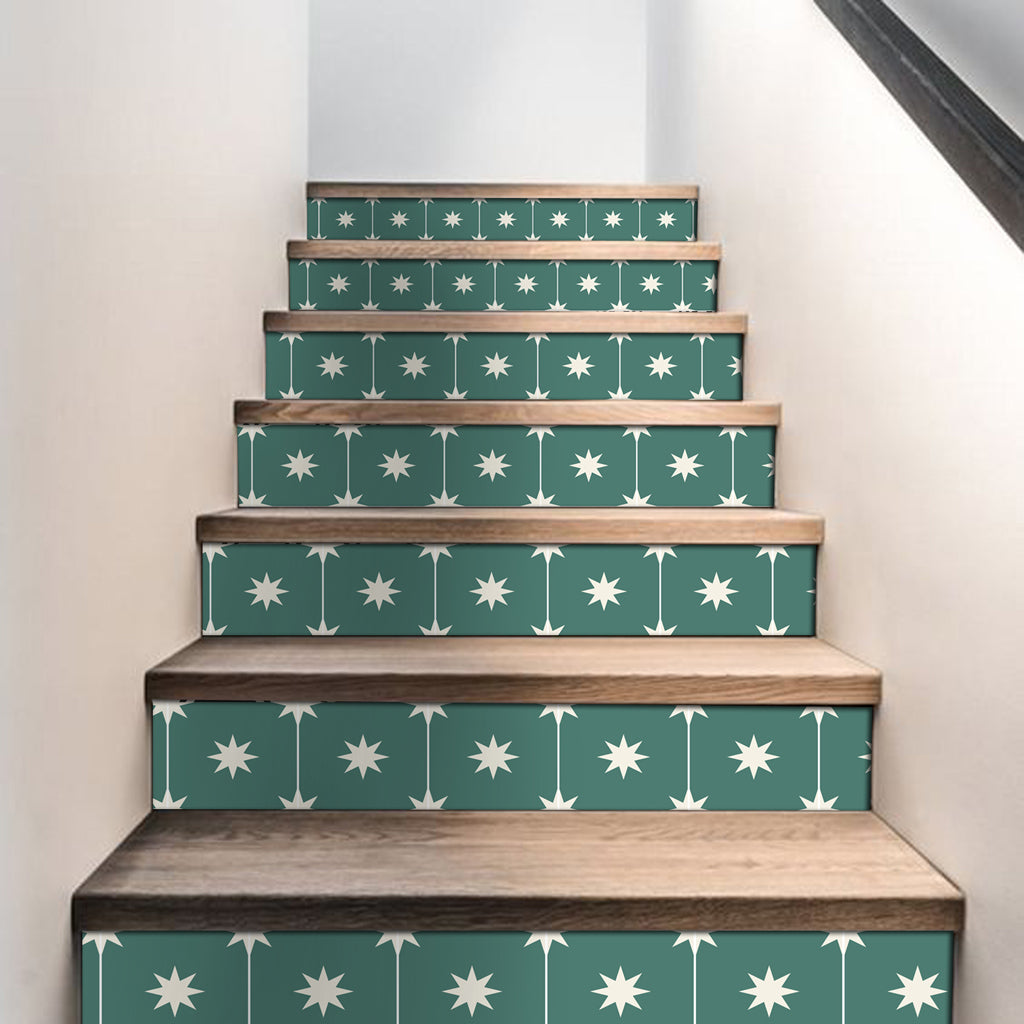 Starry Night in Green Stair Riser Stickers